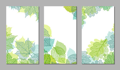 Wall Mural - floral vector templates with autumn leaves. plant print for holiday stories, greeting cards, banners