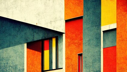Wall Mural - Abstract Bauhaus style background. Trendy aesthetic Bauhaus architecture design. Digital art.
