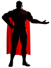 Wall Mural - Superhero Presenting on White Silhouette 3D Render