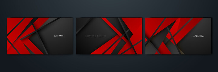 Abstract modern 3d red black background with lines arrow geometric overlap shape elements. Red Black Background. Abstract Banner. Vector illustration