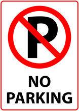 No Parking Text Sign Vector Image