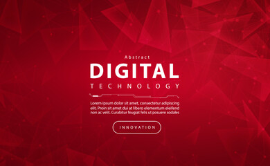 digital technology banner red background concept, circuit technology light effect, abstract cyber te
