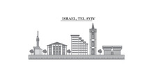 Istael, Tel Aviv City Skyline Isolated Vector Illustration, Icons