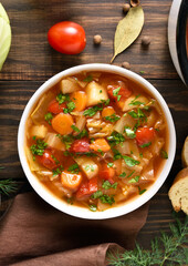 Canvas Print - Cabbage soup in bowl