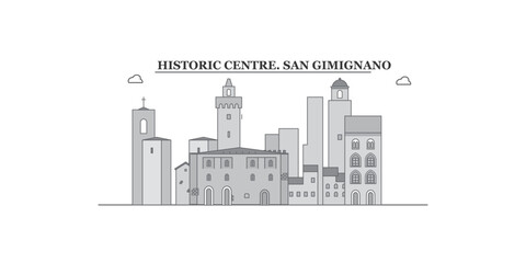 Italy, San Gimignano City city skyline isolated vector illustration, icons