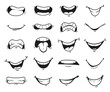 Cartoon character mouth face expression comic emotion cute concept line art illustration isolated set collection. Vector design graphic element