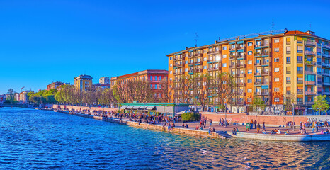 Poster - Embankments of Darsena di Milano Dock, Milan, Italy