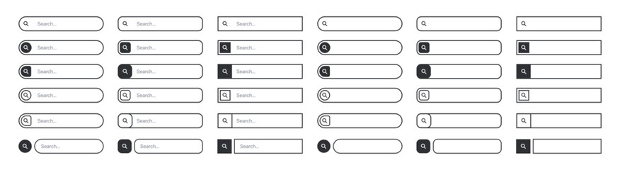 Poster - Set of web search bars. Search bar, search boxes collection. Computer searched navigator. Set of elements for design interface of website, mobile app, UI UX.