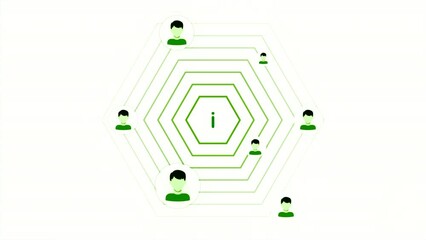 Aufkleber - Abstract i icon symbol of the internet spreading signal among icons of people on a white background. Motion. Concept of social networks.