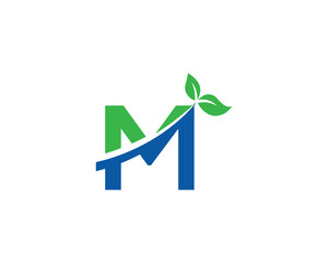 Sticker - Letter M with Nature Green Leaf  Logo Design Concept Vector illustration.