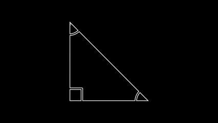 Poster - White line Triangle math icon isolated on black background. 4K Video motion graphic animation