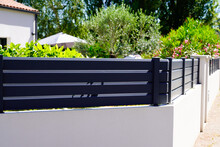 Wall Grey Dark Design Fence Aluminium Modern Barrier Around The House Protect View Home Garden