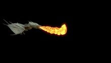 Animated Realistic Dragon Flies And Breathes Flame. Seamless Loop With Alpha Channel.