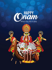 Wall Mural - South indian festival happy onam invitation background