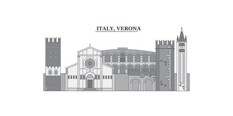 Wall Mural - Italy, Verona city skyline isolated vector illustration, icons