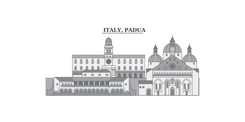Wall Mural - Italy, Padua city skyline isolated vector illustration, icons
