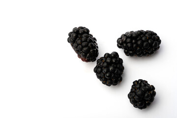 Wall Mural - Delicious juicy blackberry isolated on white background