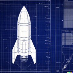 Engineering concept, Blueprint of a rocket illustration