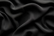 Leinwanddruck Bild - black chiffon fabric draped with large folds, wave textile background