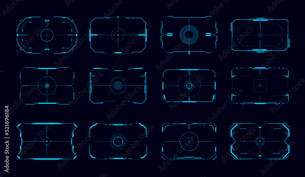 Vetor HUD aim control frames, ui or game interface. Vector futuristic ...