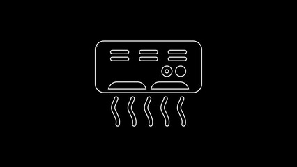 Sticker - White line Air conditioner icon isolated on black background. Split system air conditioning. Cool and cold climate control system. 4K Video motion graphic animation