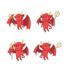 the cute character of a little devil. vector illustration