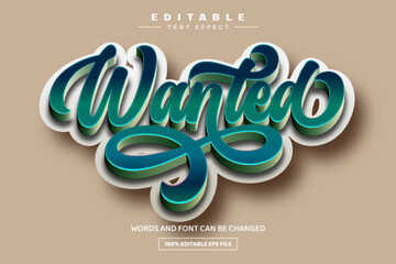 Wanted 3D editable text effect template