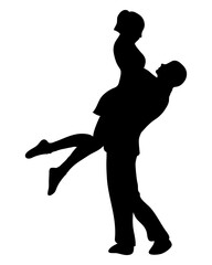 Wall Mural - lovers couple silhouette