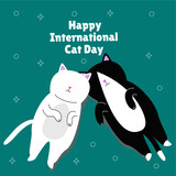 Fototapeta Pokój dzieciecy - Happy International Cat Day Illustration. Suitable for greeting card and social media