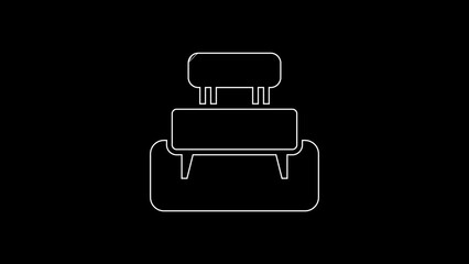 Sticker - White line Bench icon isolated on black background. 4K Video motion graphic animation