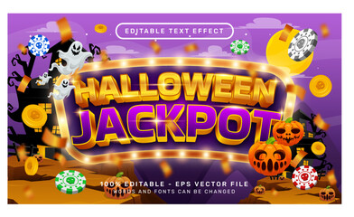 Poster - halloween jackpot 3d text effect with halloween event