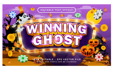 Poster - winning ghost 3d text effect with halloween event