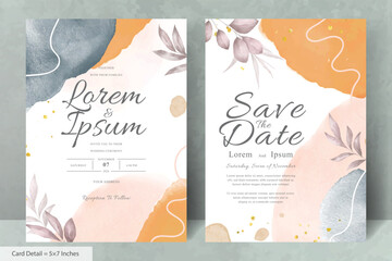 Wall Mural - Hand Painted Watercolor Floral Wedding Invitation Template