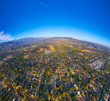 Ojai California Town Area Aerial Drone View Nears Casitas Lake
