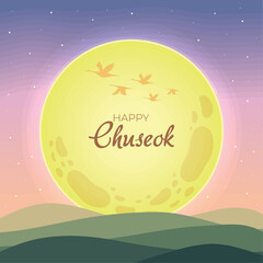 Sticker - happy chuseok lettering in moon