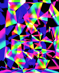 Wall Mural - abstract neon rainbow colorful geometric diamond triangle glitch background