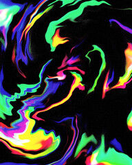 Wall Mural - abstract neon rainbow colorful wavy marble glitch background