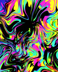 Wall Mural - abstract neon rainbow colorful wavy marble glitch background