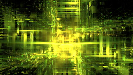 Poster - Digital cloud computing, information transfer. Abstract technology big data background concept. Motion of digital data flow. Transferring of big data. 3d render