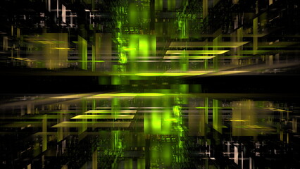 Poster - Digital cloud computing, information transfer. Abstract technology big data background concept. Motion of digital data flow. Transferring of big data. 3d render