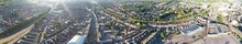 High Angle Drone's View Of Luton City Center And Railway Station, Luton England. Luton Is Town And Borough With Unitary Authority Status, In The Ceremonial County Of Bedfordshire; 