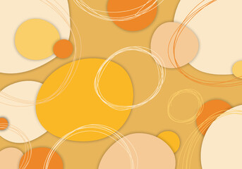 Poster - abstract yellow doodles hand drawing design decorative template. overlapping artwork with free lines