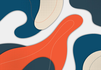 Poster - abstract doodle colorful design decorative artwork design. overlapping template with dots halftone b