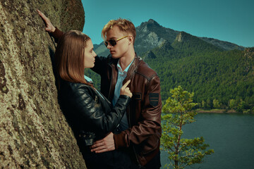 Wall Mural - pair resting on mountaintop