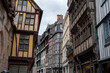 Walking in old centrum part of Rouen city, streetview, tourists destination city in Normandy, France