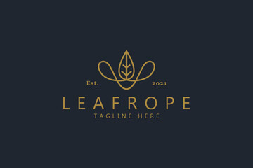 Leaf and Rope Natural Creative Concept Logo. Abstract Shape Cowboy Hat.