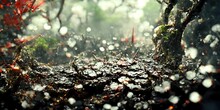 Water Drops In The Forest