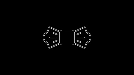 Poster - White line Bow tie icon isolated on black background. 4K Video motion graphic animation