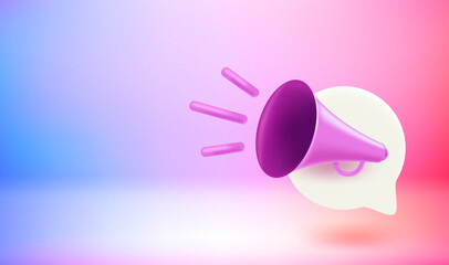 Poster - Announcement concept with voice waves. Vector 3d banner with copy space