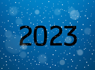 Poster - Happy new 2023 year greeting card with snowfall